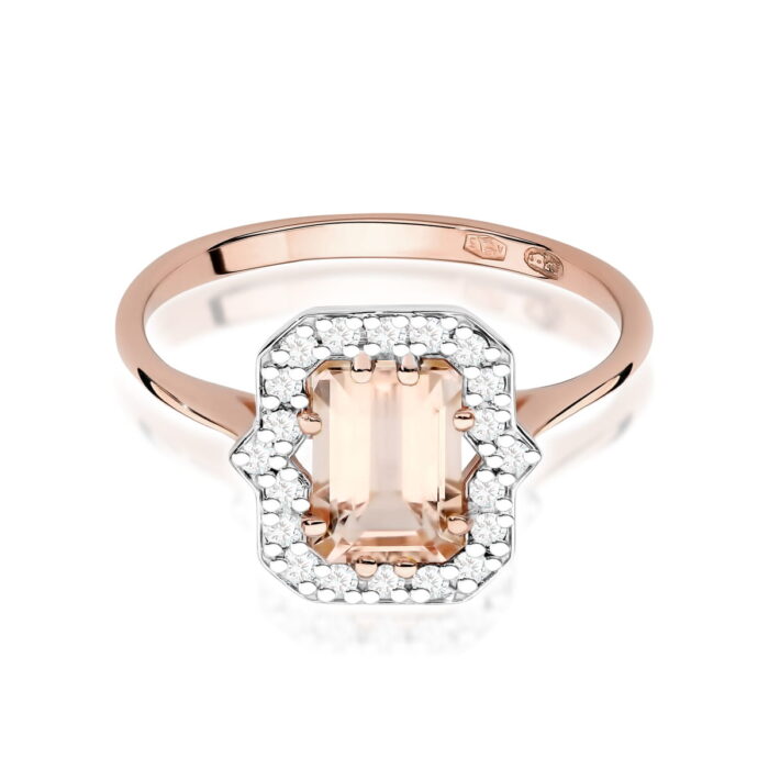 Inel Aur 14K cu Morganit 1.00 ct  si Diamante 0.17 ct - Imagine 8