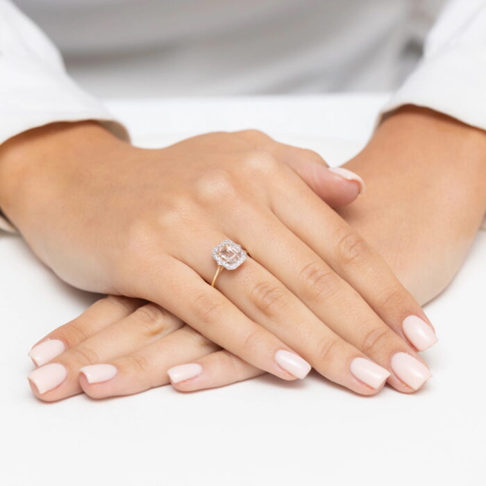 Inel Aur 14K cu Morganit 1.00 ct  si Diamante 0.17 ct - Imagine 4