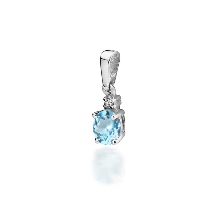 Pandantiv Aur 14K cu Topaz 0.50 ct si Diamant 0.0145 ct - Imagine 5