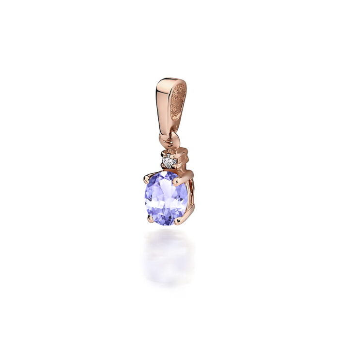 Pandantiv Aur 14K cu Tanzanit 0.40 ct si Diamant 0.0145 ct - Imagine 3