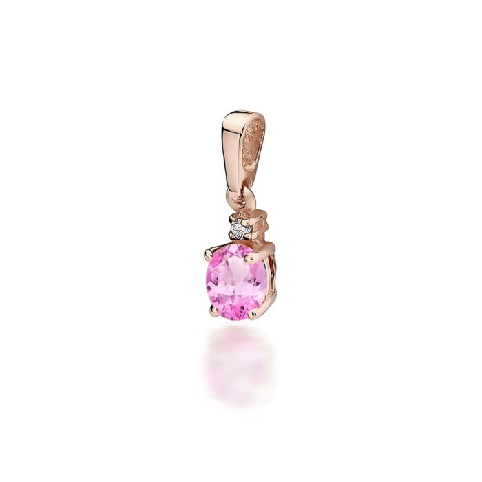 Pandantiv Aur 14K Z001 Topaz Roz 0.50ct - Imagine 3