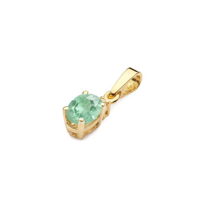 Pandantiv Aur 14K cu Smarald 0.40 ct si Diamant 0.0145 ct - Imagine 2