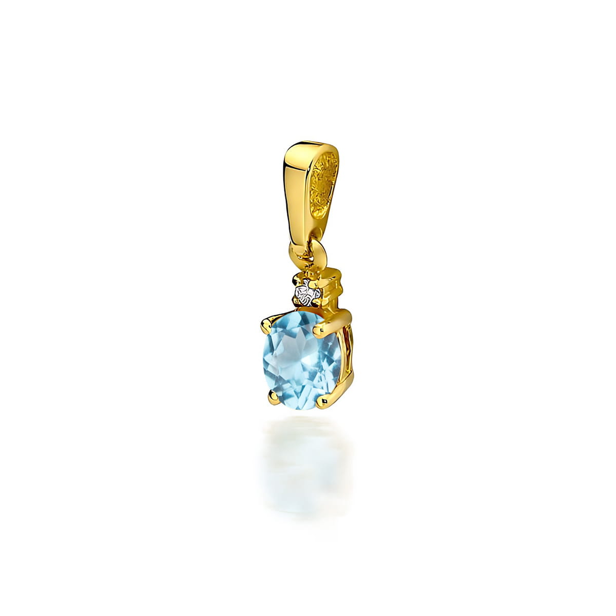 Z0001.Z3.TOB_.01_1.jpg Pandantiv Aur 14K cu Topaz 0.50 ct si Diamant 0.0145 ct - Imagine 1