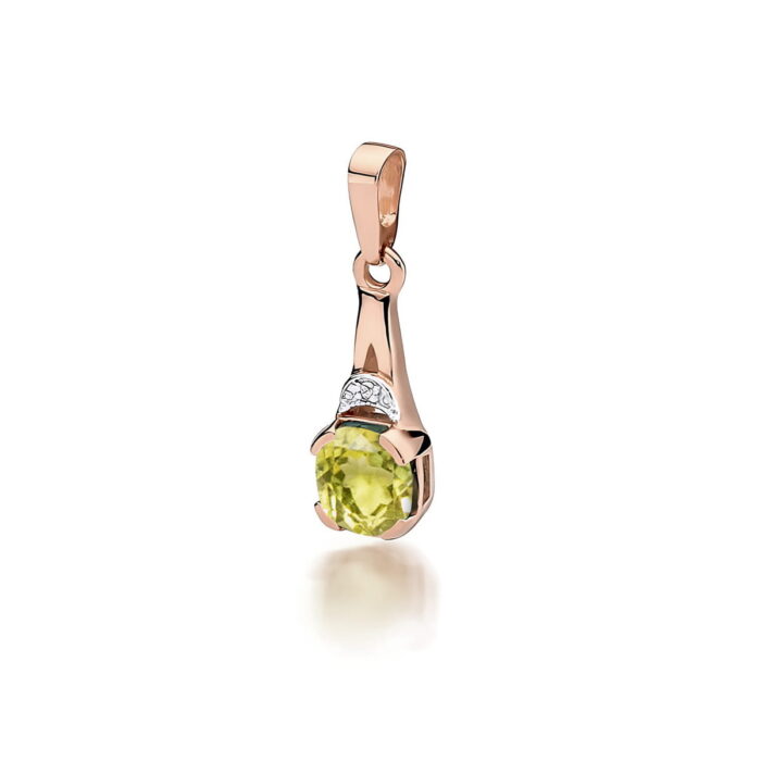 Pandantiv Aur 14K Z0040 Peridot 1.00ct Diamant 0.005ct - Imagine 3