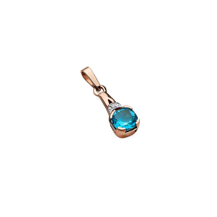 Pandantiv Aur 14K cu Topaz 1.10 ct si Diamant 0.005 ct - Imagine 4
