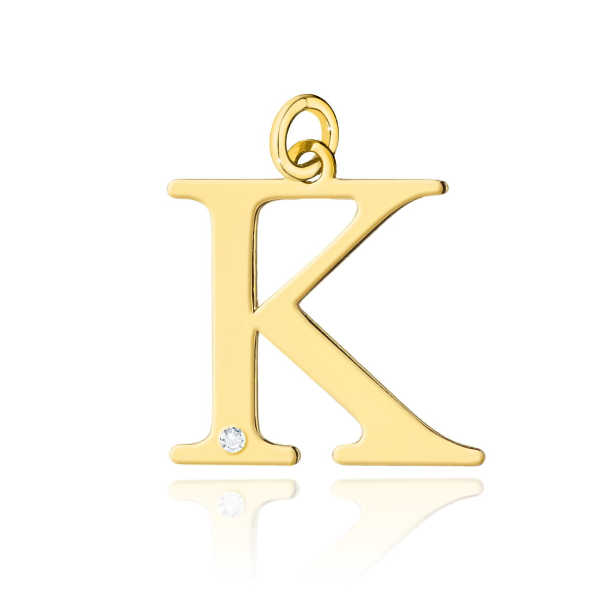 Z0069.Z3.DIW_.11_1.jpg Pandantiv Aur 14K cu Diamant 0.005 ct Litera K 10x10 mm - Imagine 1