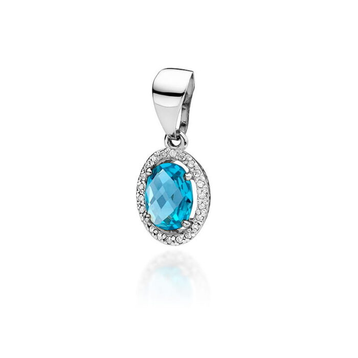 Pandantiv  Aur 14K cu Topaz 1.70 ct si Diamante 0.11 ct - Imagine 5