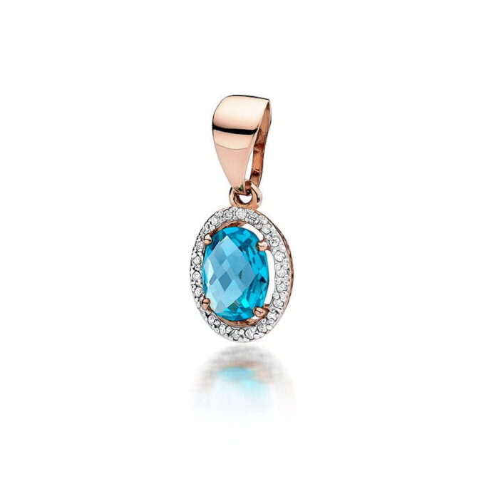 Pandantiv  Aur 14K cu Topaz 1.70 ct si Diamante 0.11 ct - Imagine 3