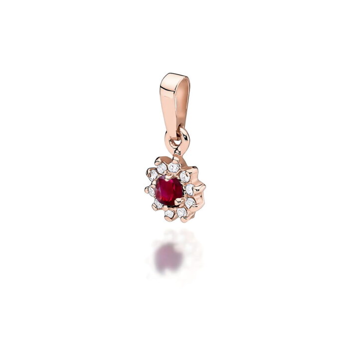 Pandantiv Aur 14 K cu Rubin 0.15 ct si diamante - Imagine 3