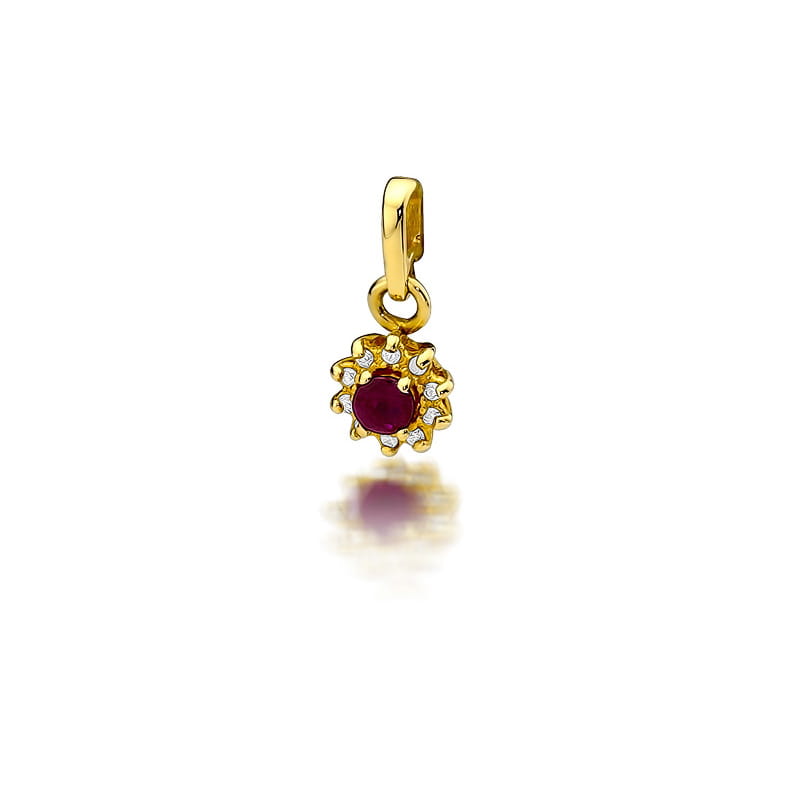 Z0185.Z3.RUR_.01_1.jpg Pandantiv Aur 14 K cu Rubin 0.15 ct si diamante - Imagine 1