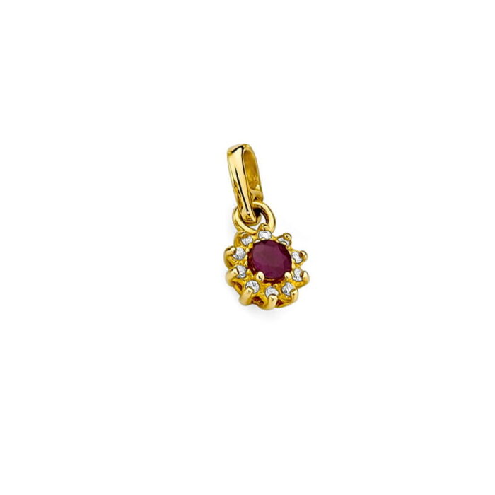 Pandantiv Aur 14 K cu Rubin 0.15 ct si diamante - Imagine 2