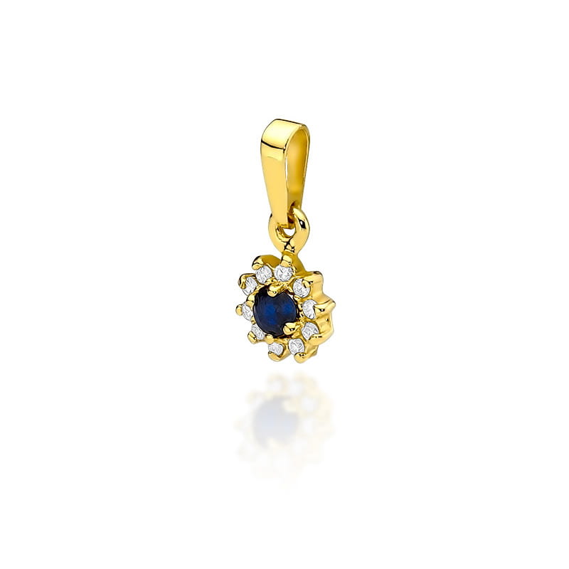 Z0185.Z3.SAB_.01_1.jpg Pandantiv Aur 14K cu Safir 0.15 ct si Diamante 0.09 ct - Imagine 1