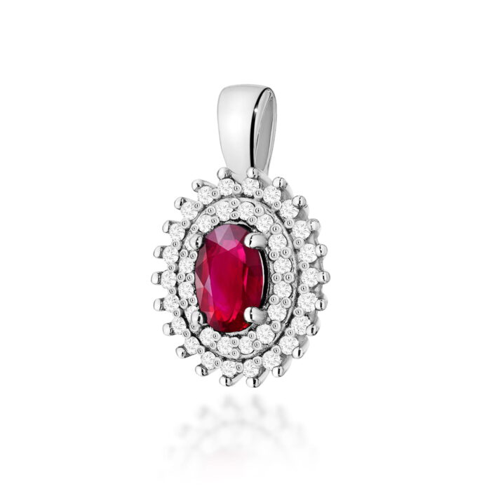 Pandantiv Aur 14K cu Rubin 0.60 ct si Diamante Naturale 0.19 ct - Imagine 3