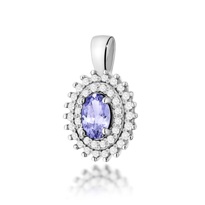 Pandantiv Aur 14K cu Tanzanit 0.40 ct si Diamante Naturale 0.19 ct - Imagine 3
