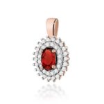Pandantiv Aur 14K cu Garnet 0.50 ct si Diamante Naturale 0.19 ct - Imagine 5