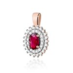 Pandantiv Aur 14K cu Rubin 0.60 ct si Diamante Naturale 0.19 ct - Imagine 5