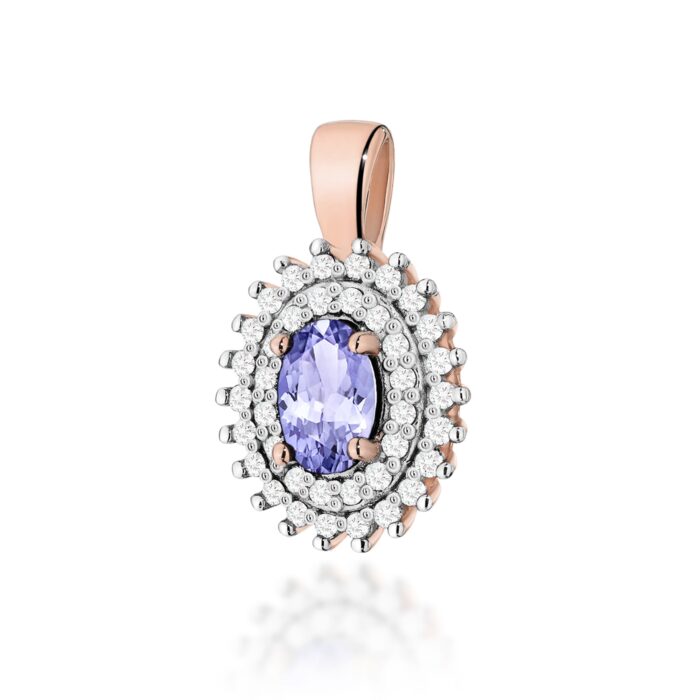 Pandantiv Aur 14K cu Tanzanit 0.40 ct si Diamante Naturale 0.19 ct - Imagine 5