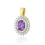 Pandantiv Aur 14K cu Ametist 0.40 ct si Diamante Naturale 0.19 ct