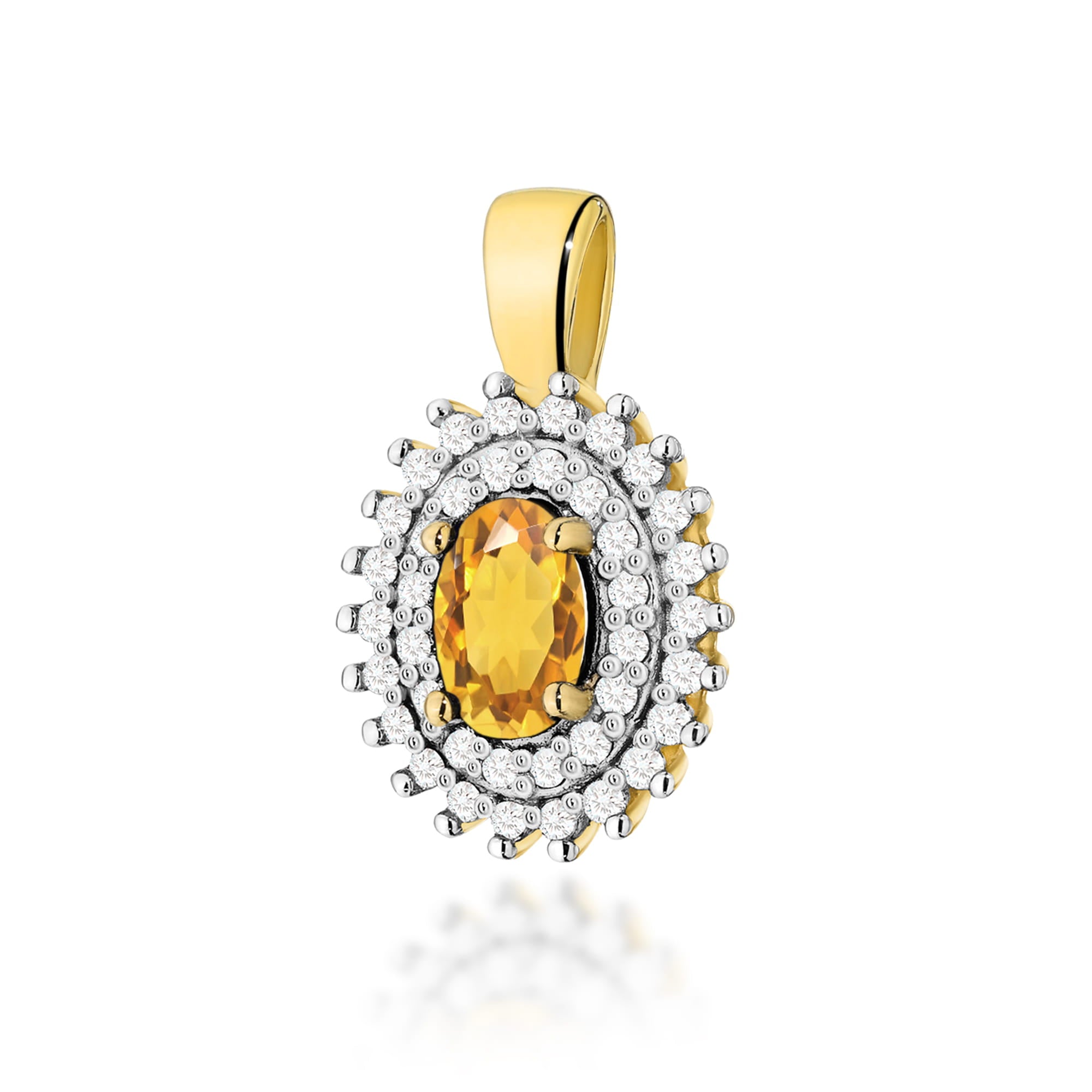 Z0303.Z3.CIY_.01_1.jpg Pandantiv Aur 14K cu Citrin 0.50 ct si Diamante Naturale 0.19 ct - Imagine 1