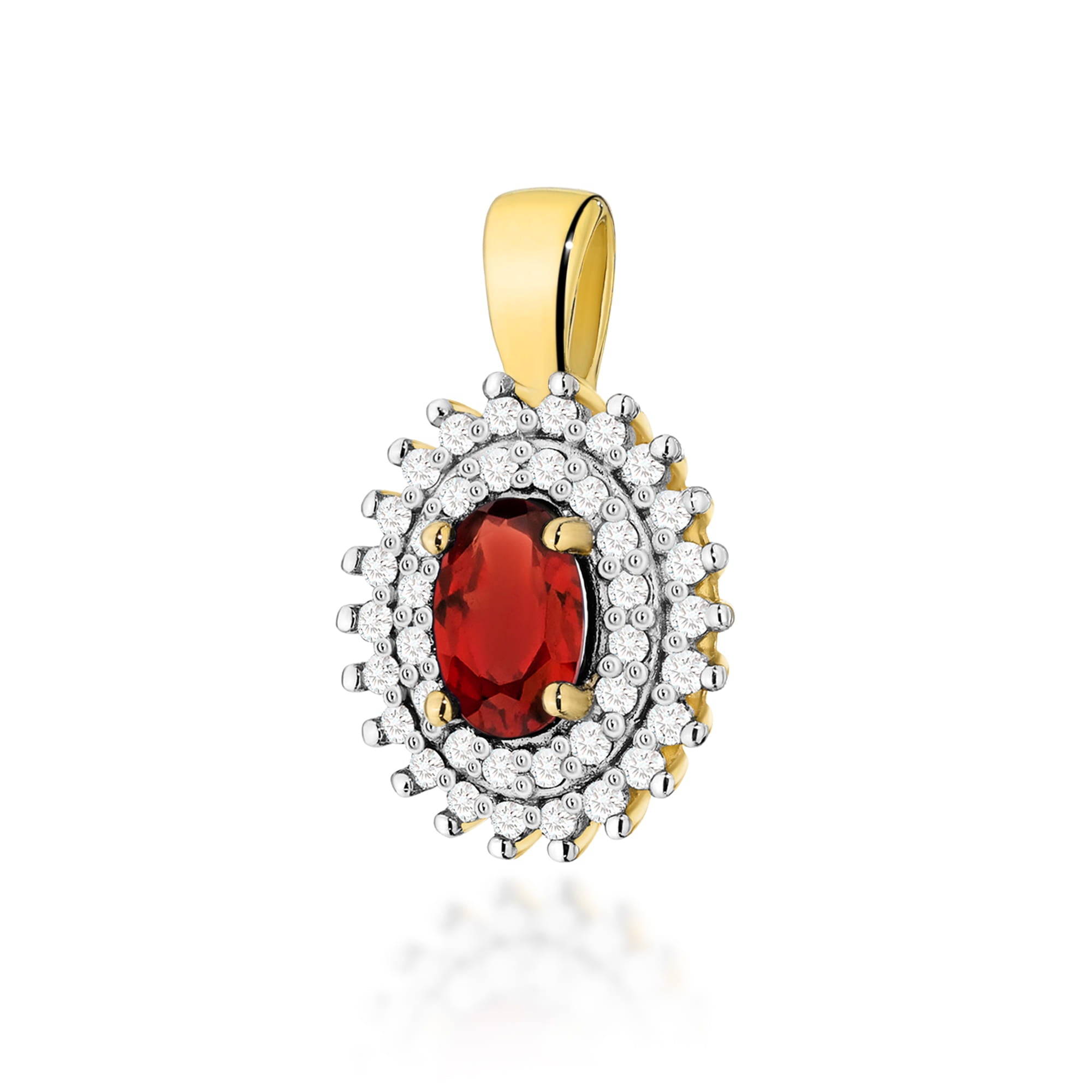 Z0303.Z3.GAR_.01_1.jpg Pandantiv Aur 14K cu Garnet 0.50 ct si Diamante Naturale 0.19 ct - Imagine 1