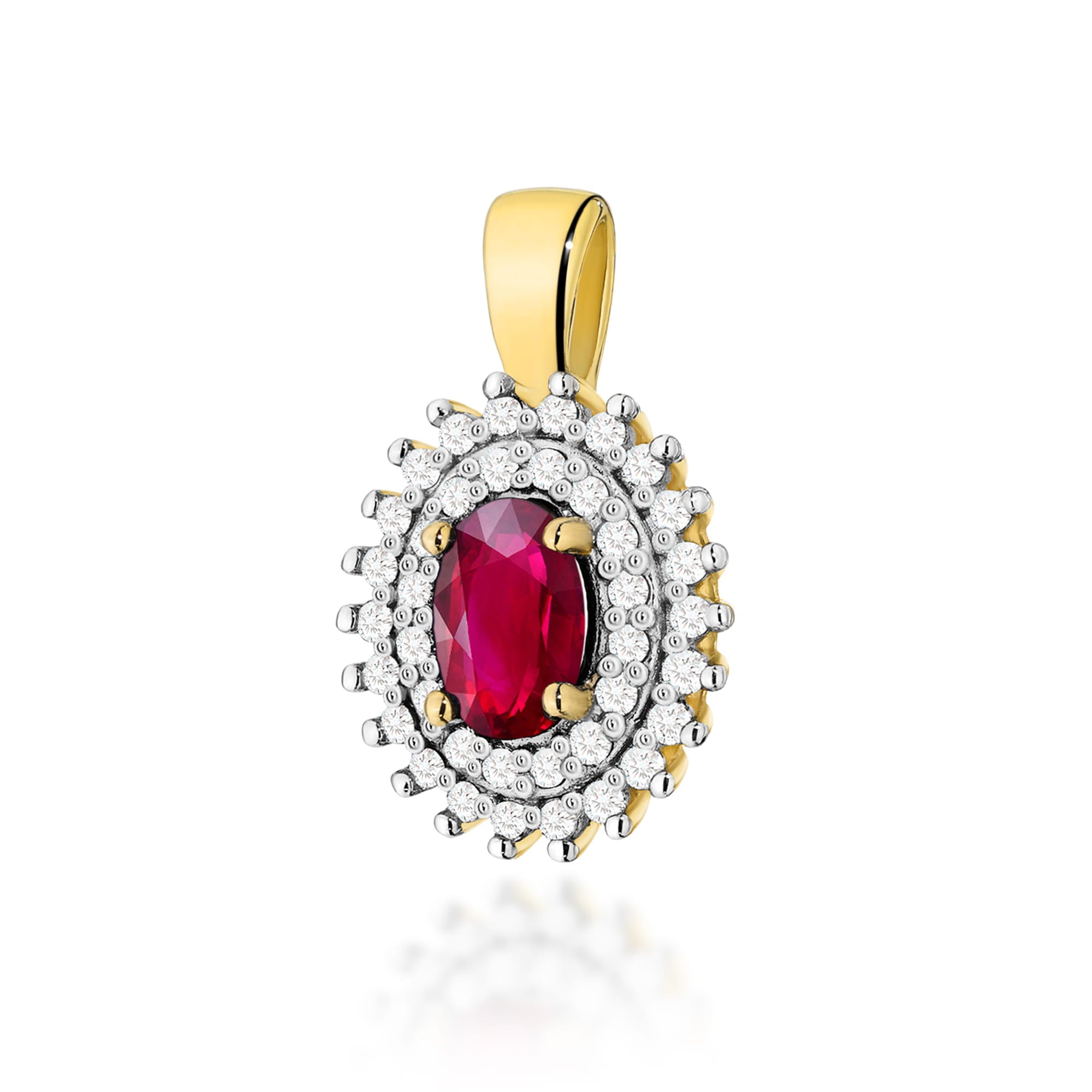 Z0303.Z3.RUR_.01_1.jpg Pandantiv Aur 14K cu Rubin 0.60 ct si Diamante Naturale 0.19 ct - Imagine 1