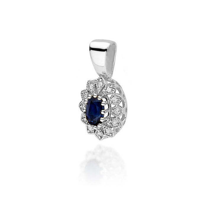 Pandantiv Aur 14K cu Safir 0.70 ct si Diamante 0.10 ct - Imagine 5