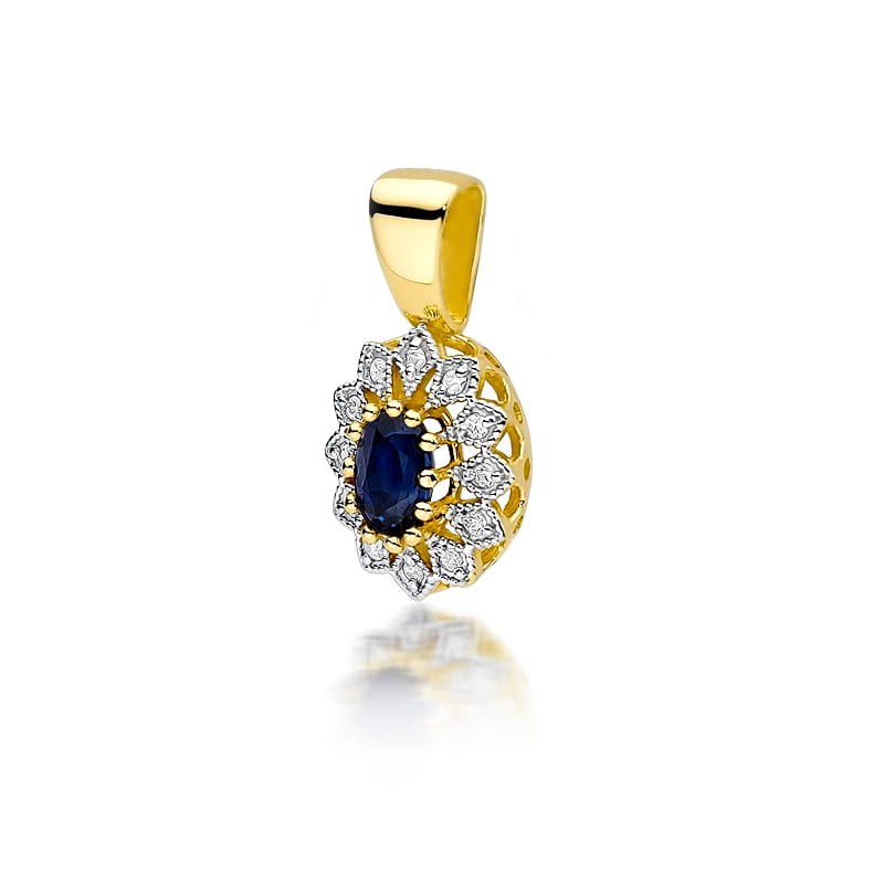 Z0354.Z3.SAB_.01_1.jpg Pandantiv Aur 14K cu Safir 0.70 ct si Diamante 0.10 ct - Imagine 1