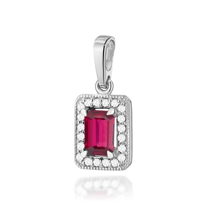 Pandantiv Aur 14K cu Rubin 0.80 ct si Diamante 0.10 ct - Imagine 5