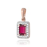 Pandantiv Aur 14K cu Rubin 0.80 ct si Diamante 0.10 ct - Imagine 3