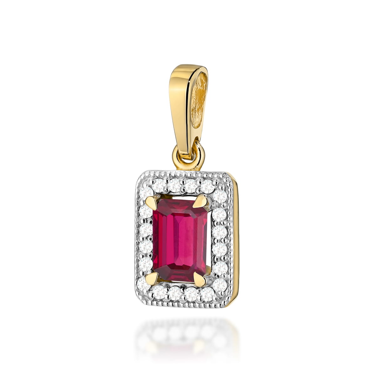Z0422.Z3.RUR_.01_1.jpg Pandantiv Aur 14K cu Rubin 0.80 ct si Diamante 0.10 ct - Imagine 1