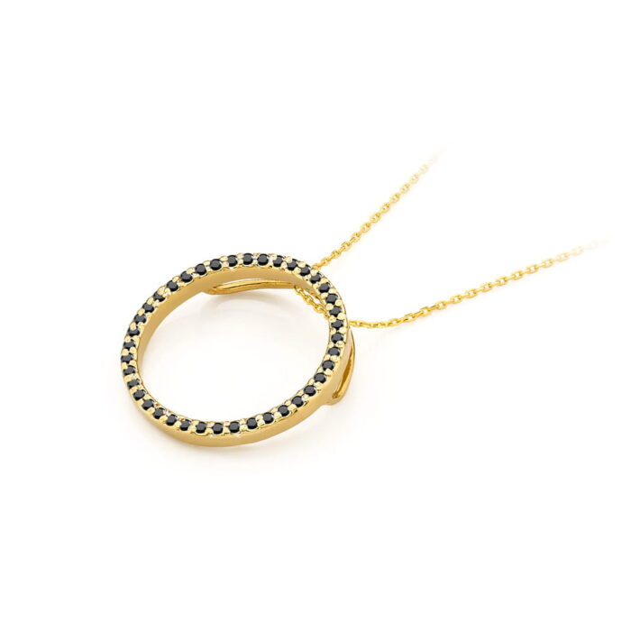 Pandantiv Aur 14K cu Diamante Negre 0.20 ct - Imagine 2