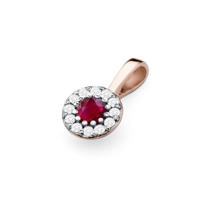 Pandantiv Aur 14K cu Rubin 0.15 ct si Diamante 0.15 ct - Imagine 4