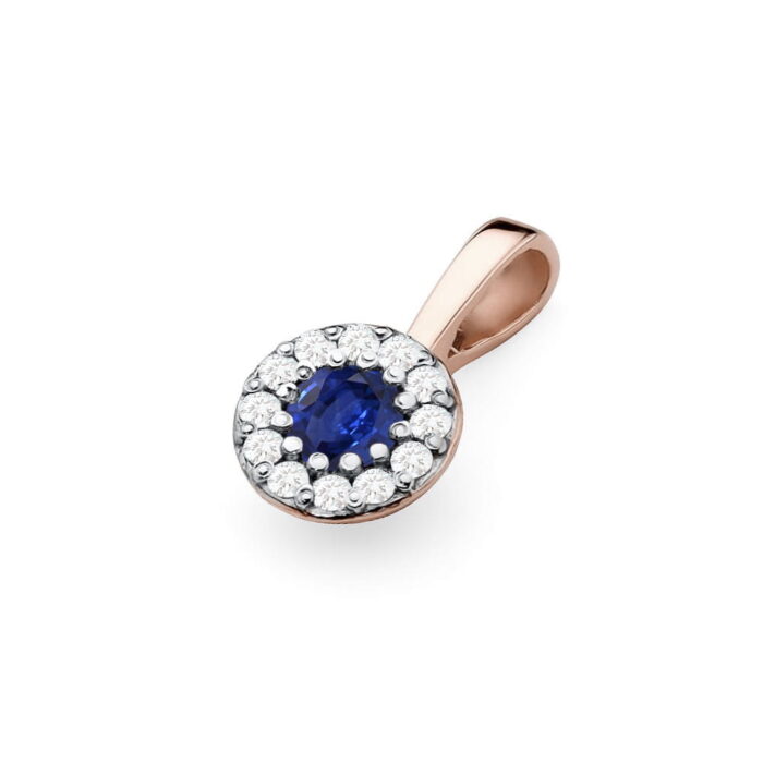Pandantiv  Aur 14K cu Safir 0.15 ct si Diamante 0.10 ct - Imagine 4