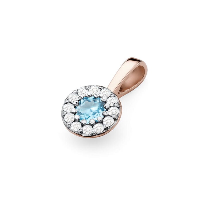 Pandantiv Aur 14 K Topaz 0.15 ct si diamante - Imagine 4