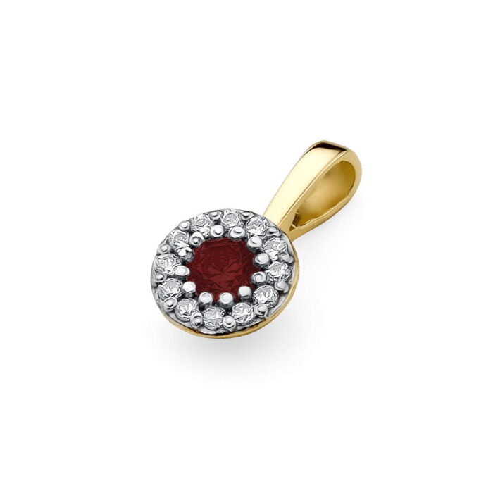 Pandantiv Aur 14K cu Rubin 0.15 ct si Diamante 0.15 ct - Imagine 2