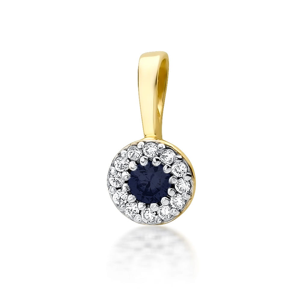 Z0443.Z3.SAB_.01_1.jpg Pandantiv Aur 14K cu Safir 0.15 ct si Diamante 0.10 ct - Imagine 1