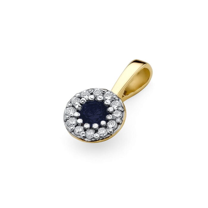 Pandantiv  Aur 14K cu Safir 0.15 ct si Diamante 0.10 ct - Imagine 2