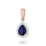 Pandantiv Aur 14K cu Safir 0.60 ct si Diamante 0.10 ct - Imagine 3