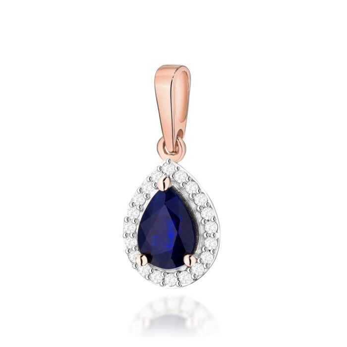 Pandantiv Aur 14K cu Safir 0.60 ct si Diamante 0.10 ct - Imagine 3