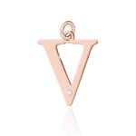 Pandantiv Aur 14K cu Diamant Natural 0.005 ct litera V 10x10 mm - Imagine 3