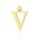 Pandantiv Aur 14K cu Diamant Natural 0.005 ct litera V 10x10 mm - Imagine 4