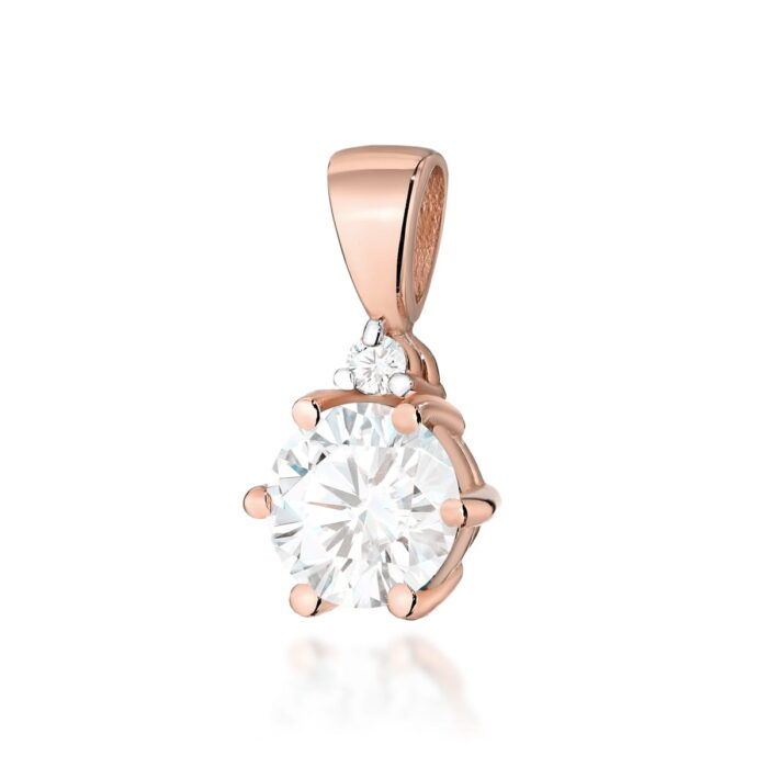 Pandantiv Aur 14K cu Safir Alb 0.60 ct - Imagine 3