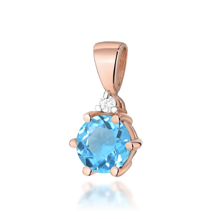 Pandantiv Aur 14K cu Topaz Albastru 0.50 ct si Diamante Naturale 0.015 ct - Imagine 7