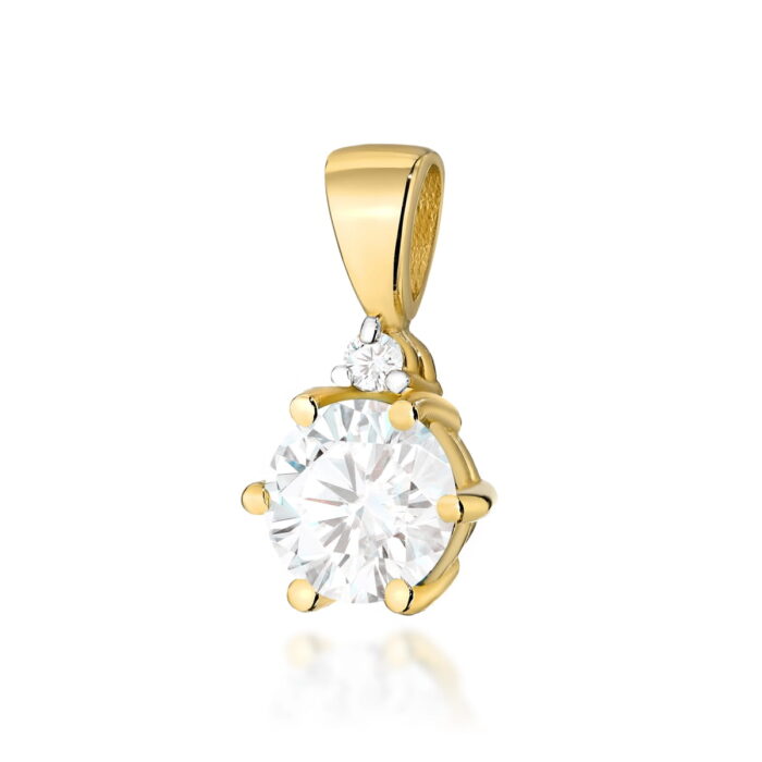 Pandantiv Aur 14K cu Safir Alb 0.60 ct - Imagine 5
