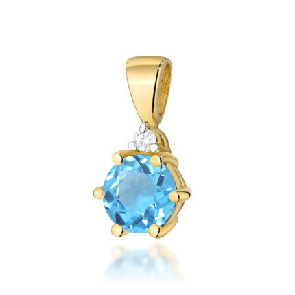 Pandantiv Aur 14K cu Topaz Albastru 0.50 ct si Diamante Naturale 0.015 ct