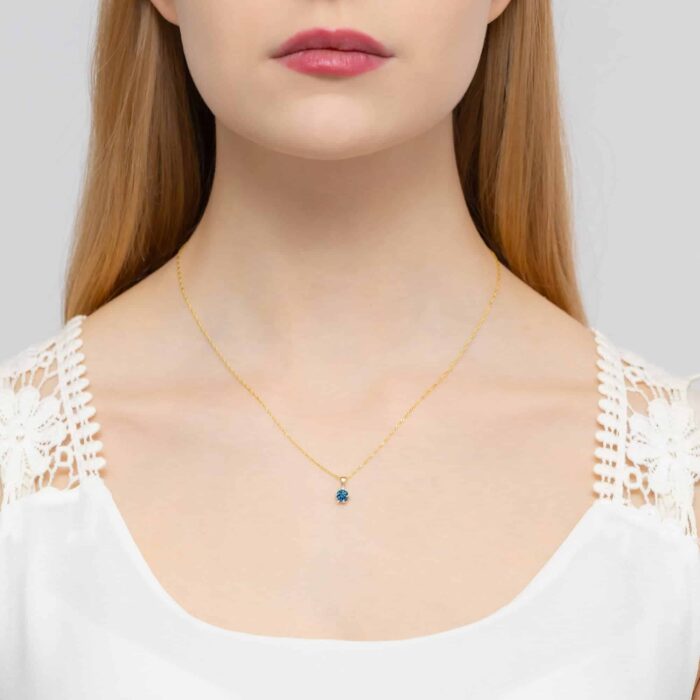 Pandantiv Aur 14K cu Topaz London Blue 0.50 ct - Imagine 6