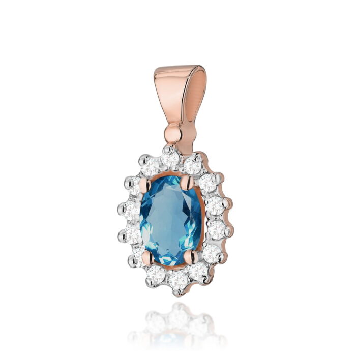 Pandantiv Aur 14K cu Topaz London Blue 0.50 ct - Imagine 3