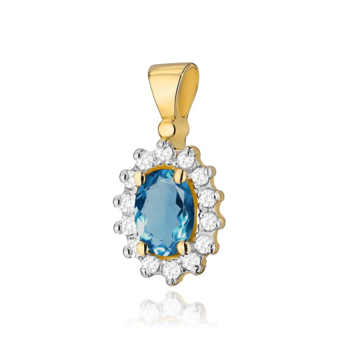 Pandantiv Aur 14K cu Topaz London Blue 0.50 ct - Imagine 5