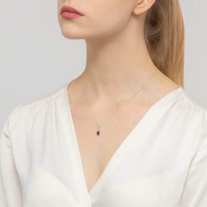 Pandantiv Aur 14K cu Rubin 1.00 ct si Diamante - Imagine 4