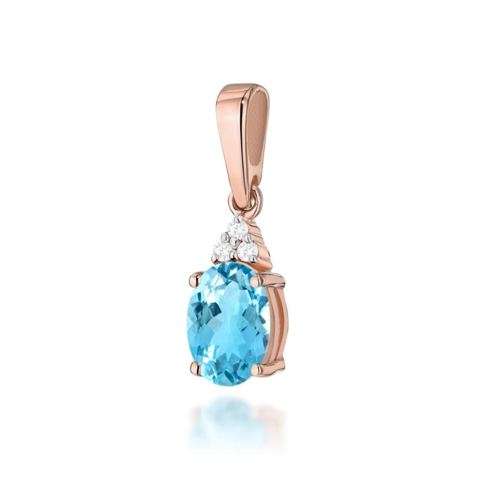 Pandantiv Aur 14K cu Topaz 0.90 ct si Diamante - Imagine 2